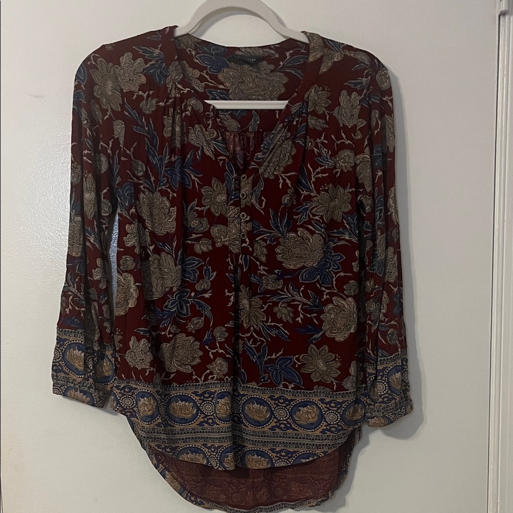 Lucky Brand Floral Blouse - Red and Blue